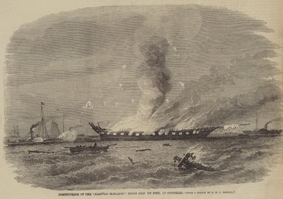 Destruction of the Eastern Monarch Troop Ship by Fire, at Spithead by Richard Ubsdell